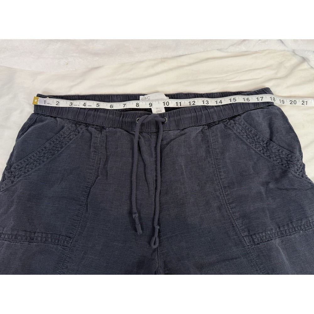 NWT C&C California Grey Cargo Pants Large Elastic Waist Linen Blend New NWT - Picture 4 of 9